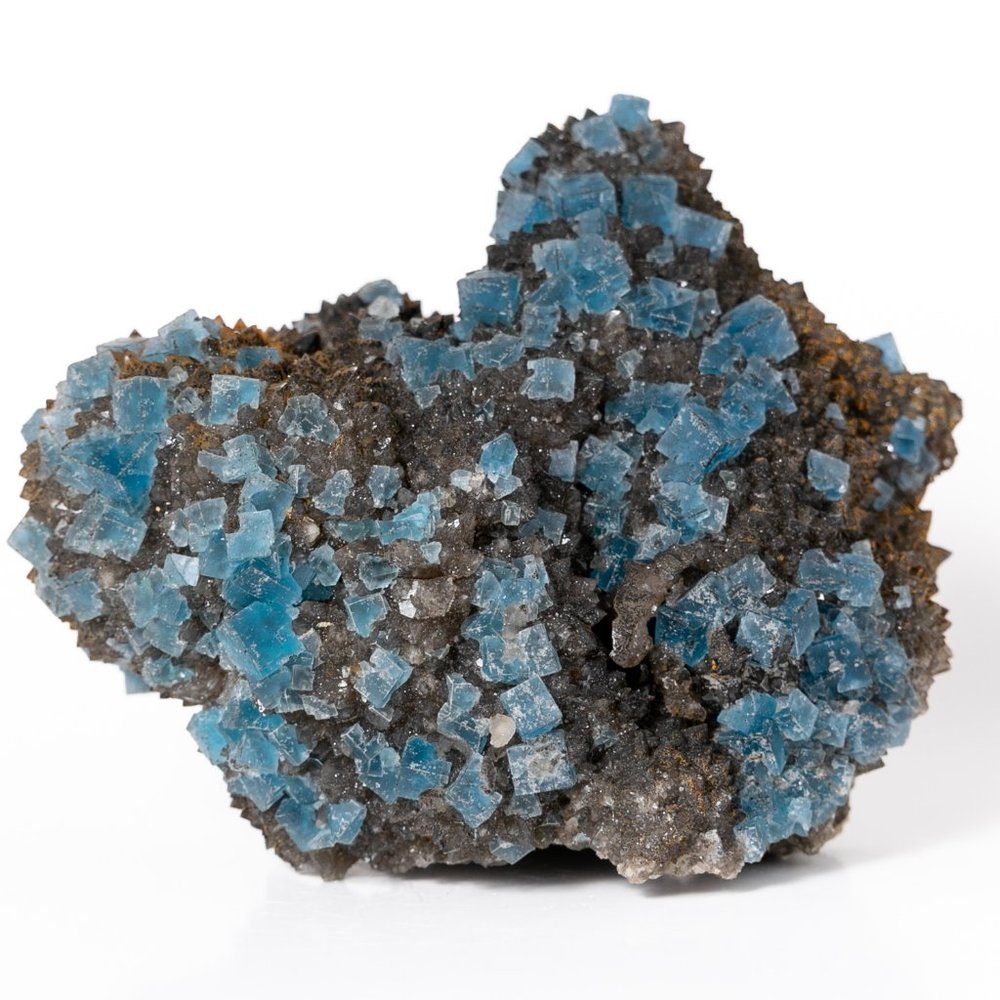 Giant Bright Aqua Blue Fluorite crystal cluster cabinet specimen